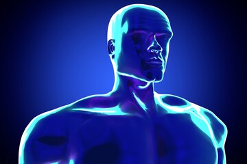 Male anatomy - head and chest - 3d illustration