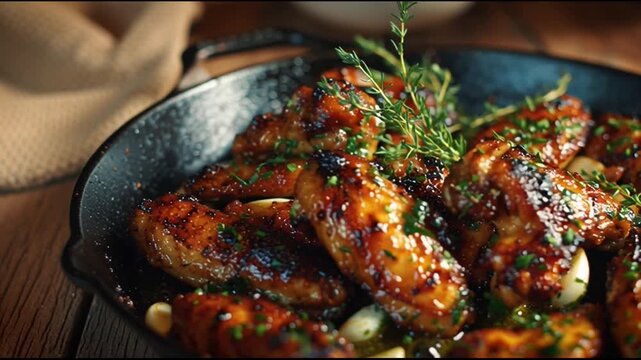 Roasted Garlic Chicken Wings With Winter Herbs