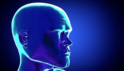 Male anatomy - head - side view - 3d illustration