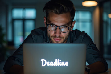 Tired businessman portrait. Deadline stress moment. Exhausted office worker. Corporate fatigue scene.