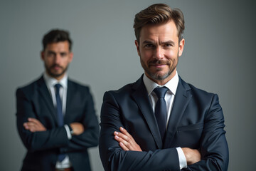 Toxic boss portrait. Arrogant male leader. Corporate power imbalance. Intimidating workplace authority.