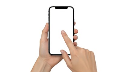 Hand Using a Smartphone with White Blank Screen, Mobile phone, Touching, Display