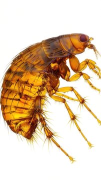 Close-up of a flea insect on a white background, ideal for medical or scientific s