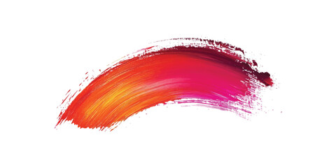 Vibrant orange to magenta abstract paint brush stroke with textured edges on white background vector
