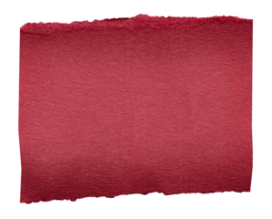 Red gradient cut out torn piece of blank paper memo note cardboard with rough texture edges and copy space for text, transparent png background design element