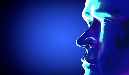 Male anatomy - face - 3d illustration