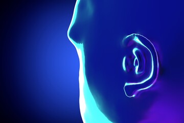 Male ear anatomy - 3d illustration