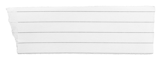 Cut out torn piece of white ruled lined paper memo note with rough texture edges and copy space for text, transparent png background design element