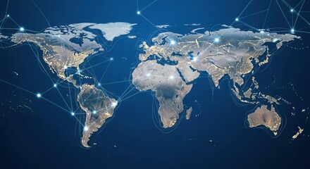 Global Network Connections at Night, Earth, Globe, World