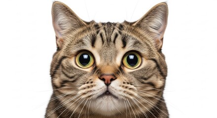 Close-Up of a Tabby Cat's Face with Big Eyes, Kitten, Animal, Pet