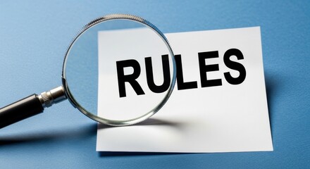 Magnifying Glass Over the Word Rules, Examination, Scrutiny, Law