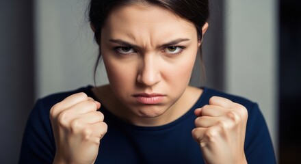 Furious Woman Clenching Fists, Anger, Fury, Rage