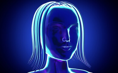 Female anatomy - close-up on head - 3d illustration