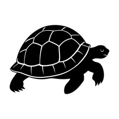Striking Tortoise Silhouette Clean Vector Illustration.