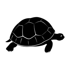 Tortoise Black Silhouette Icon Vector on White Background.