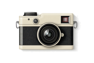 Classic design instant camera on a white background, symbolizing photography, memories, and modern vintage technology