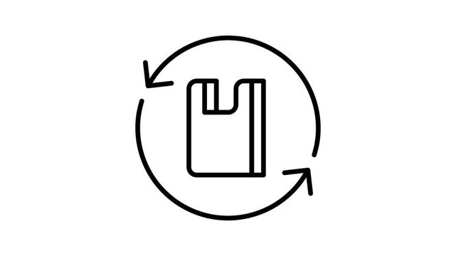 Animated plastic bag recycling and reusing icon