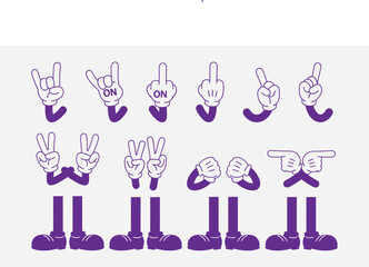 Cartoon hands and legs with various gestures and poses