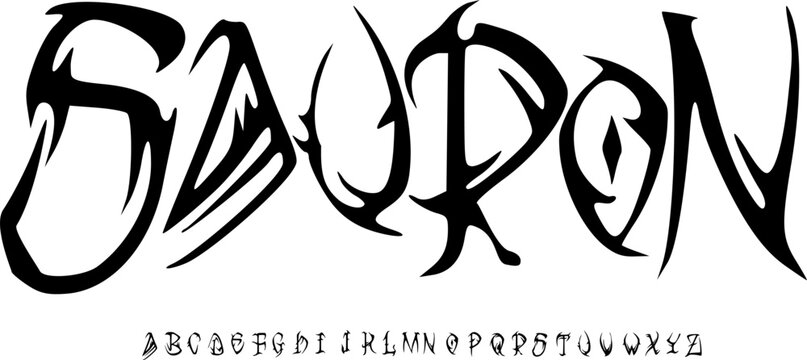 Sauron Tribal Display Font &ndash; Dark Fantasy Alphabet untuk Epic Branding, Game Titles, dan Dramatic Typography Designs