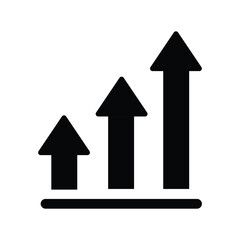 Three black arrows ascend vertically from a shared base on white background