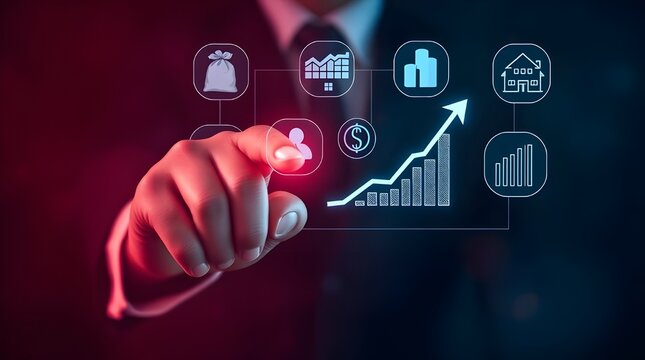businessman touching floting digital screen, digital, chart, office