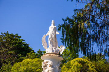 Sochi, Russia - July 04, 2020: Skazka Fountain in the Sochi Arboretum park of unique subtropical flora and fauna in Sochi resort city in Krasnodar Krai, Russia