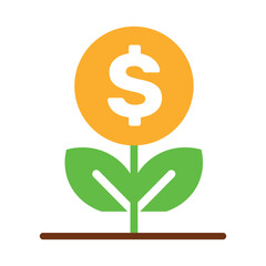 A growing dollar coin plant with green leaves emerging from the brown soil