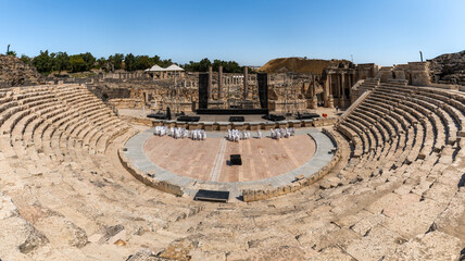 Panorama of the amphitheater at Bet She'an National Park in Israel.
