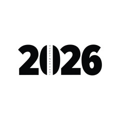 2026 black number and happy new year background with white background, vector type file, 