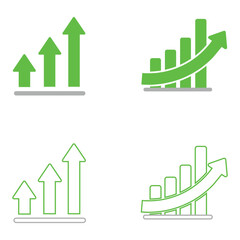 Green arrow growth icon shows positive trend against a white background