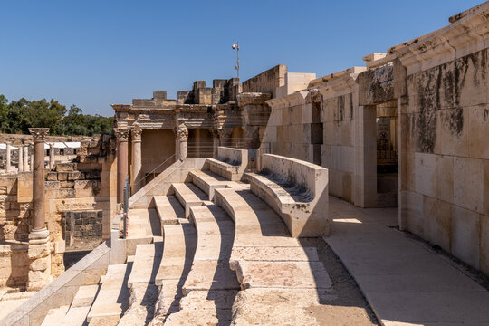 The seats in the amphitheater at Beit Shean National Park in Bet Shean in Israel.
