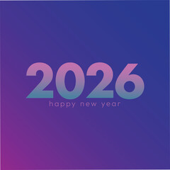 Happy New Year 2026 Vector Template Design with Blue Beautiful Background, 
