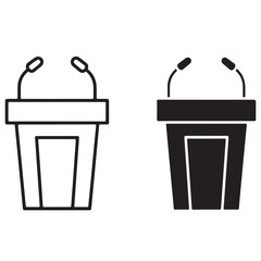 Public Speaking Podium with Dual Microphones Icon Set