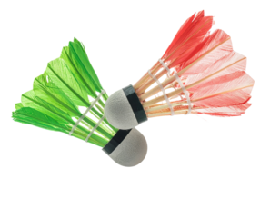 Flying Colorful Badminton Shuttlecocks Illustration, isolated on transparent background.