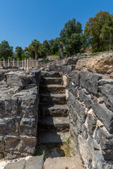 Stairs leading to an area above the Western Bathhouse at Beit She'an in Israel.