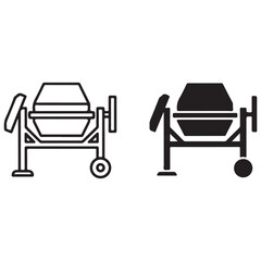 Concrete Mixer Icons for Construction and Building Projects