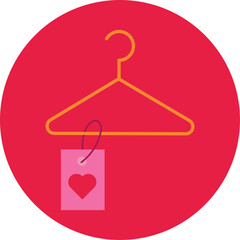 Creative Heart Tag On Clothing Hanger With Transparent Background Pink And Red Colors Vector Art