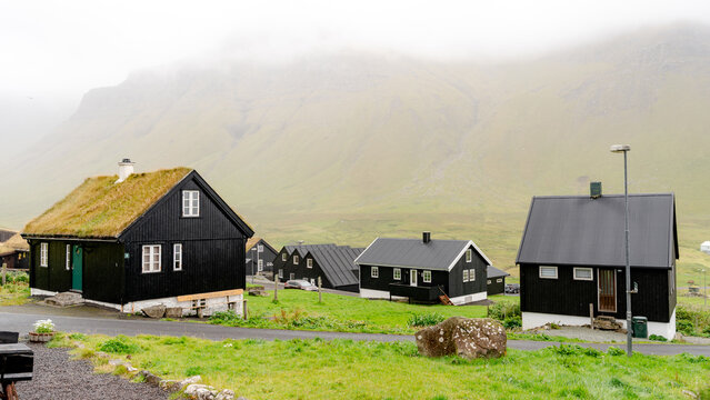 Traditional houses on Vagar Island, Faroe Islands