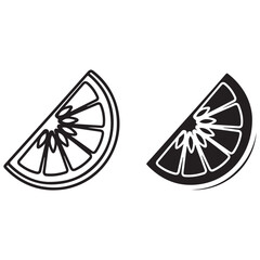 Graphic Citrus Fruit Slice Outline and Silhouette Illustrations
