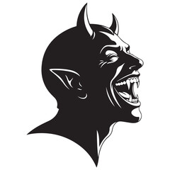 Terrifying Devil Head with Sharp Fangs and Pointed Ears