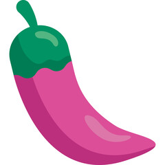 A Single Pink Chili Pepper with a Green Stem on a Transparent Background Isolated Healthy Food Ingredient for Culinary Art and Design