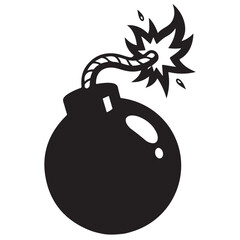 Cartoon Bomb with Burning Fuse