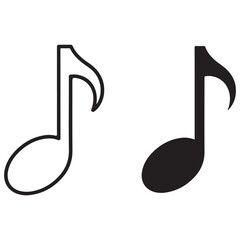 Simple Music Note Icons on White Background