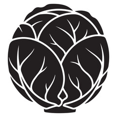 Black and White Stylized Cabbage Illustration
