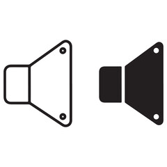Two Stylized Speaker Icons, One Outline, One Filled