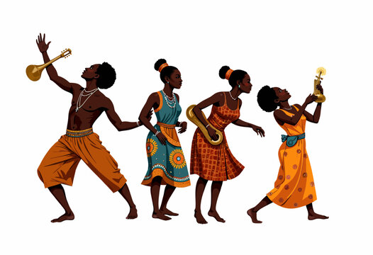 Vibrant Celebration of Music and Dance with Traditional Instruments and Colorful Attire