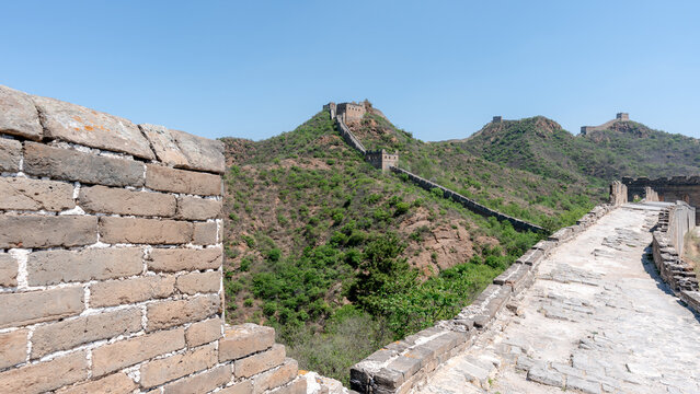 Jinshanling section of the Great Wall of China on a sunny day