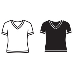Two V-Neck T-Shirts, One Outline and One Solid Silhouette