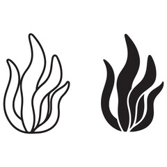 Stylized Organic Shapes Illustration with Outline and Solid Silhouette Versions