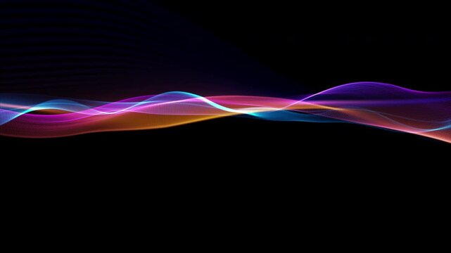 Abstract waves on a black background. Technology intros, sci-fi visuals, motion graphics overlays. Looping 4K resolution	
